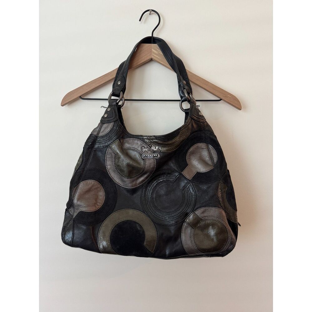 VTG Coach Inlaid Op Art Maggie Shoulder Bag Womens Purse